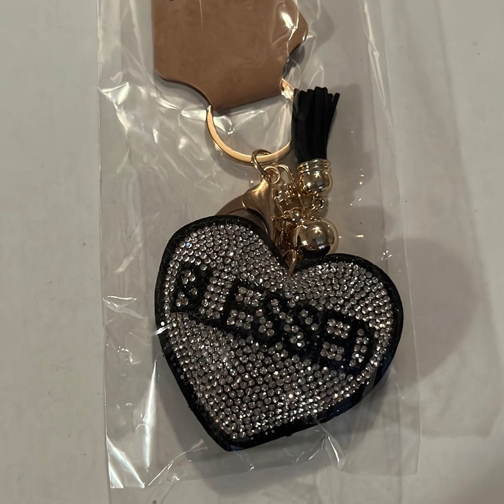Rhinestone Blessed purse/keychain puffy tassel great look for any bag - Picture 2 of 3